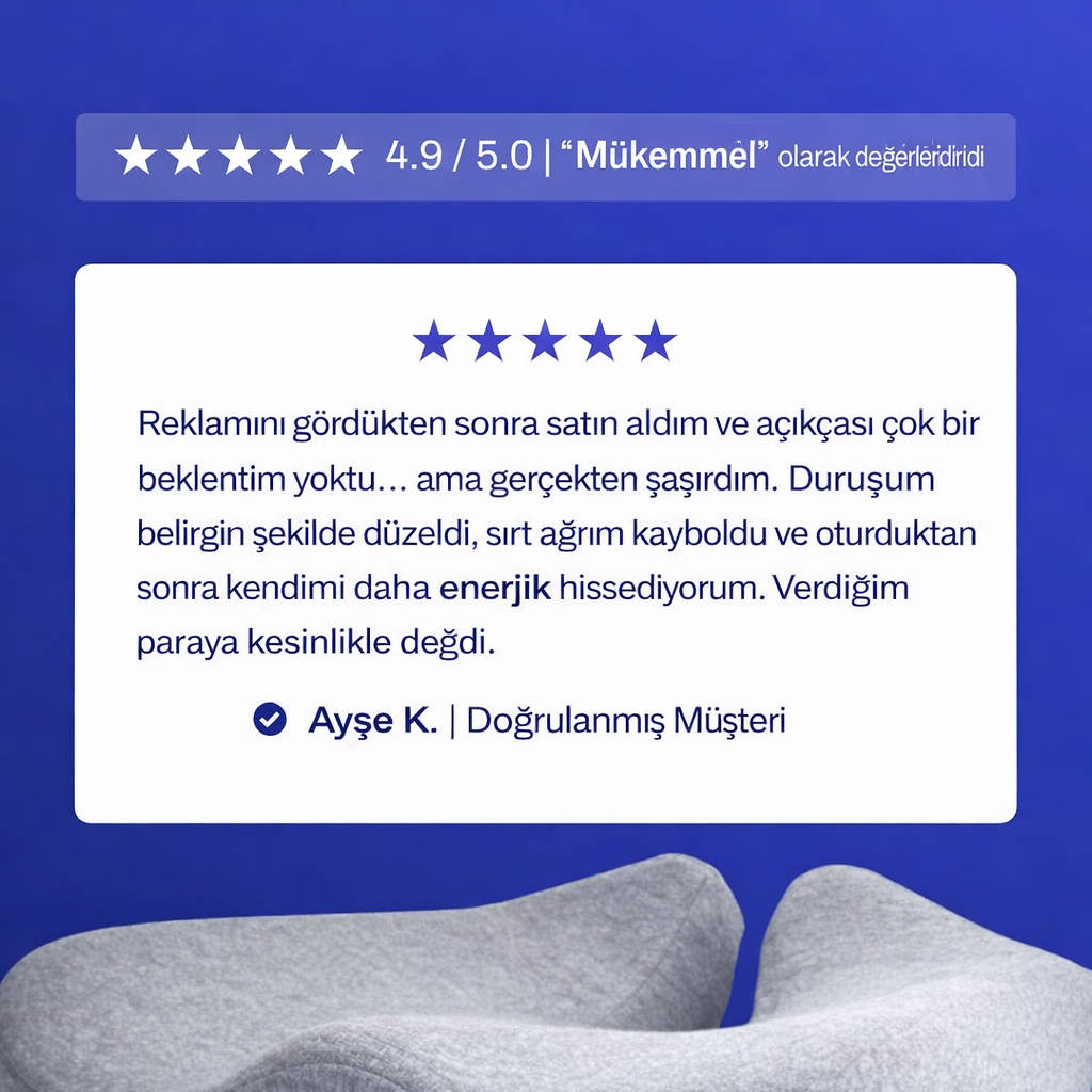 Redkip Ergonomik Ortopedik Oturma Minderi | Bel ve Kuyruk Sokumu Destekli Konfor