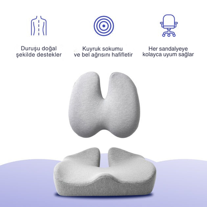 Redkip Ergonomik Ortopedik Oturma Minderi | Bel ve Kuyruk Sokumu Destekli Konfor