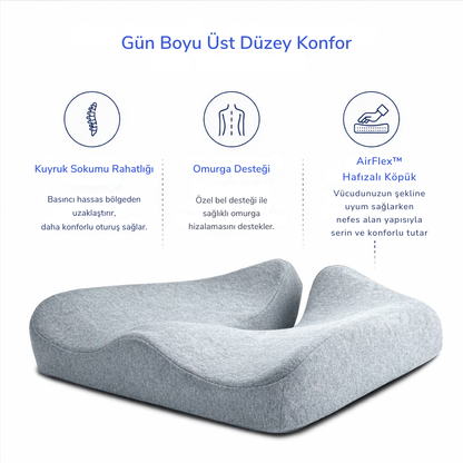 Redkip Ergonomik Ortopedik Oturma Minderi | Bel ve Kuyruk Sokumu Destekli Konfor