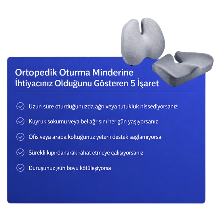 Redkip Ergonomik Ortopedik Oturma Minderi | Bel ve Kuyruk Sokumu Destekli Konfor